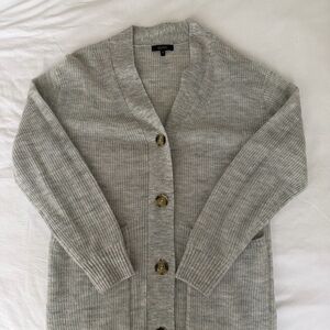 Quince Baby Alpaca Wool Oversized Cardigan Light Gray